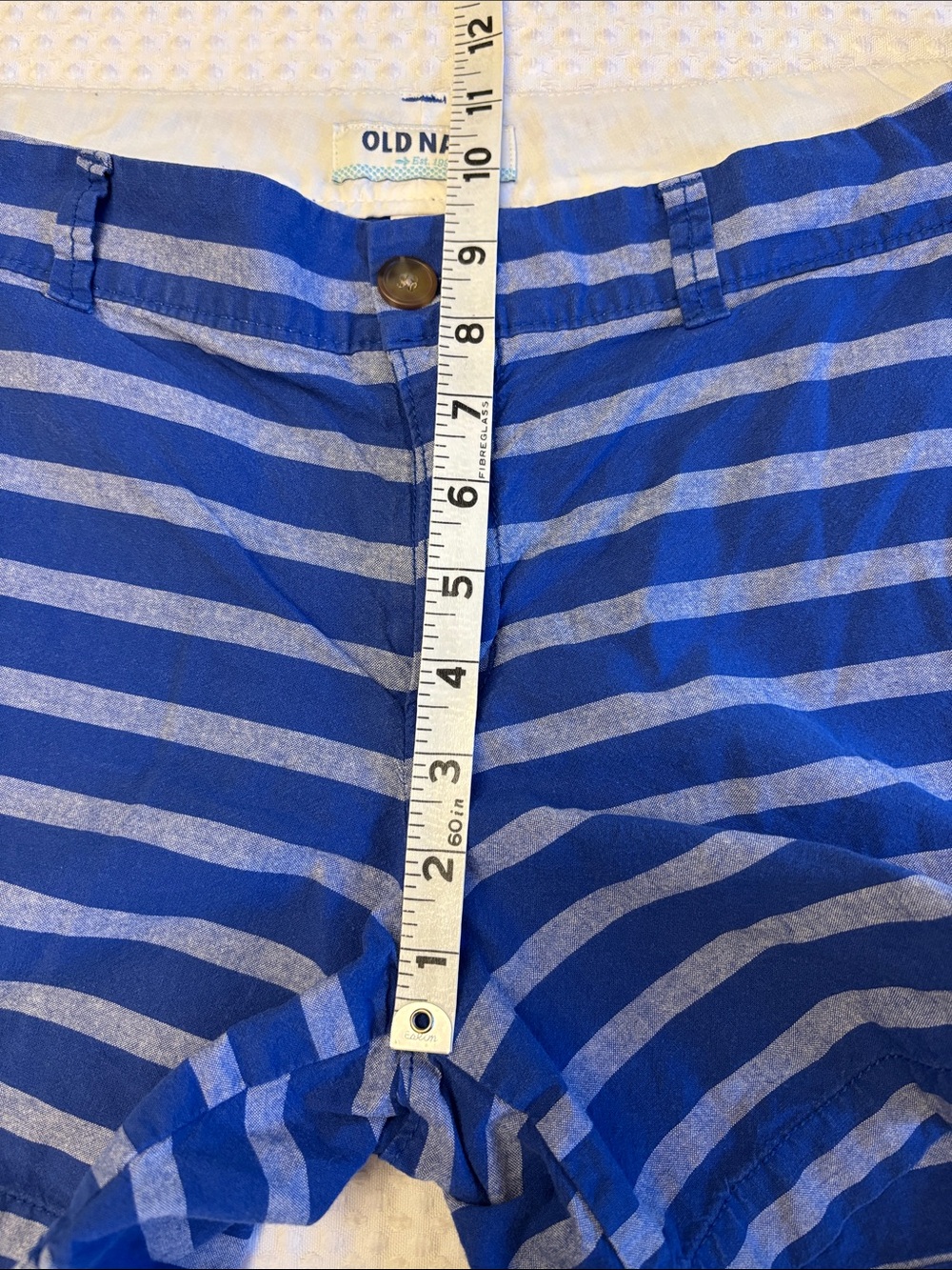 Old Navy Size 10 Royal & Light Blue Striped Shorts Classic Chino Preppy - Picture 12 of 14